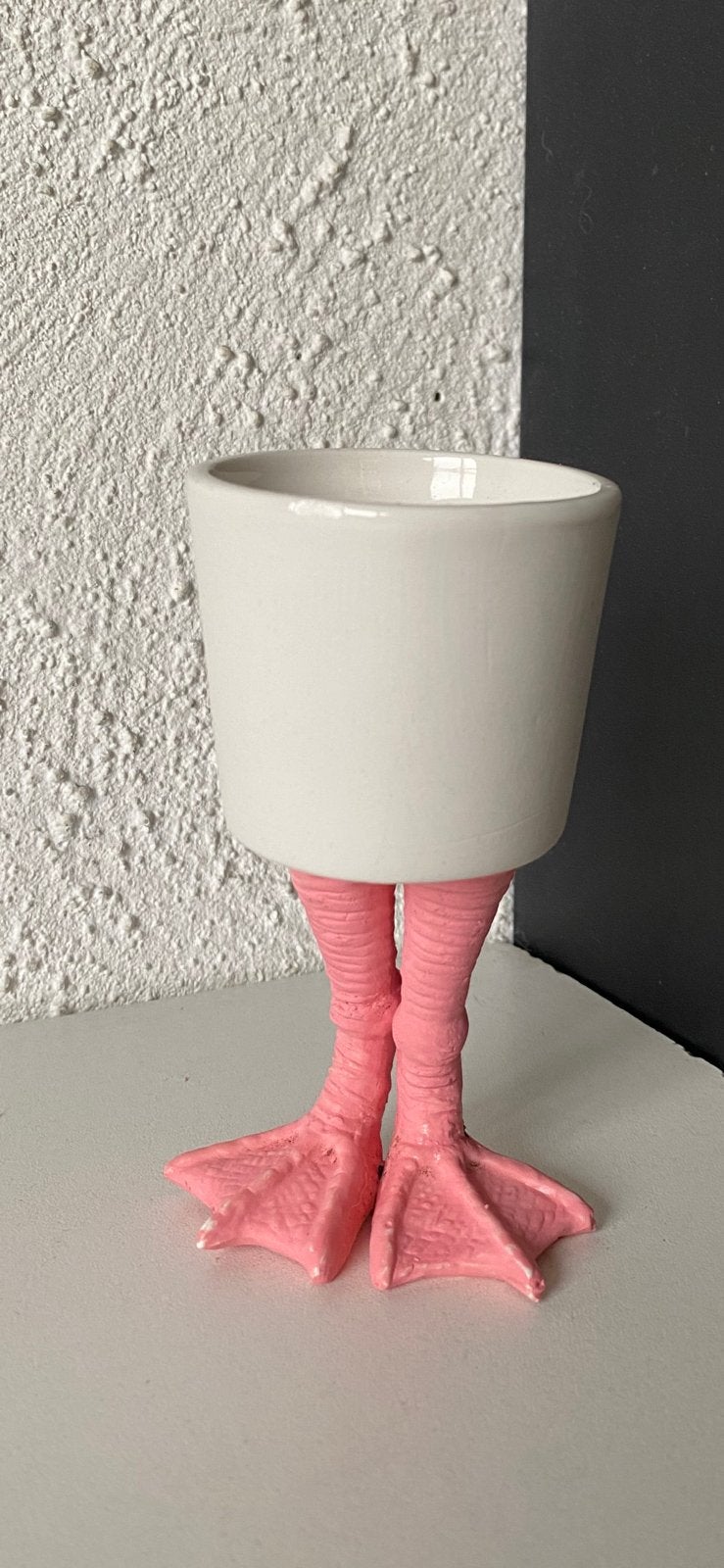 grappig KERAMIEKEN BLOEMPOTJE ‘FLAMINGO’, Ophalen of Verzenden, Zo goed als nieuw, Aardewerk, Minder dan 40 cm