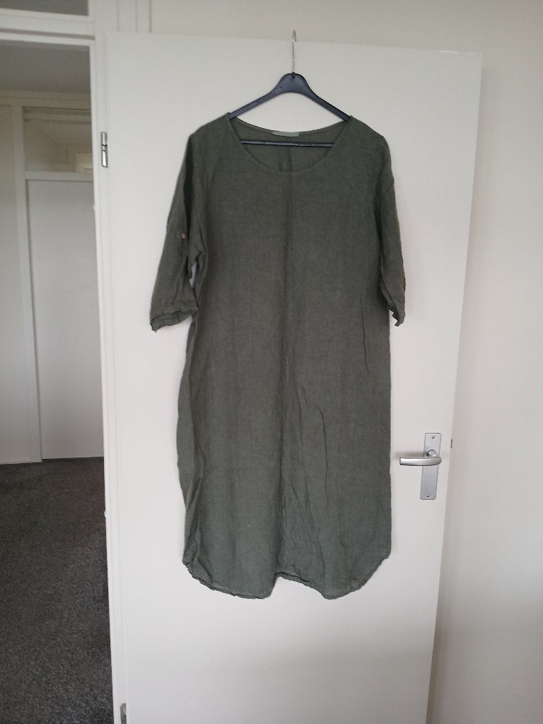 Puro Lino Linnen jurk groen maat M NIEUW, Maat 38/40 (M), Puro Limo, Nieuw, Ophalen of Verzenden