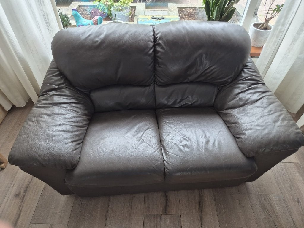 Leren bankstel, Huis en Inrichting, Ophalen, Gebruikt, 75 tot 100 cm, Leer