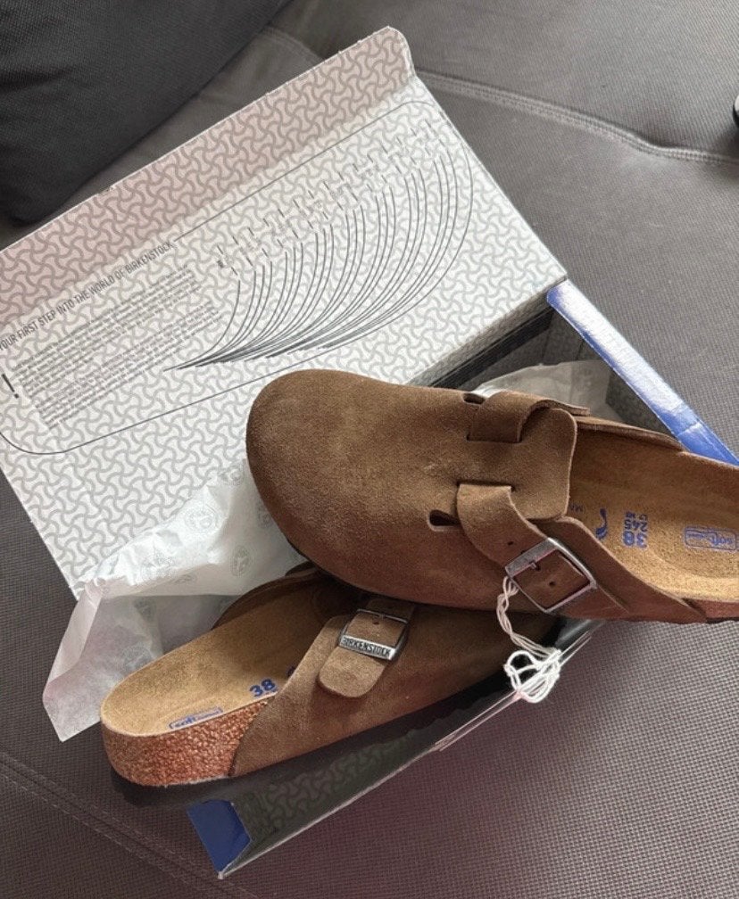 Birkenstock Boston Clogs - Dark Tea - Maat 38, Kleding | Dames, Schoenen, Ophalen of Verzenden, Zo goed als nieuw, Bruin, Instappers