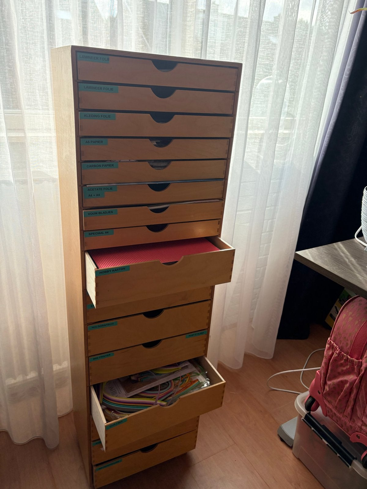 Houten ladekast voor knutselmateriaal, Ophalen, Gebruikt, Gereedschap of Toebehoren, Hout