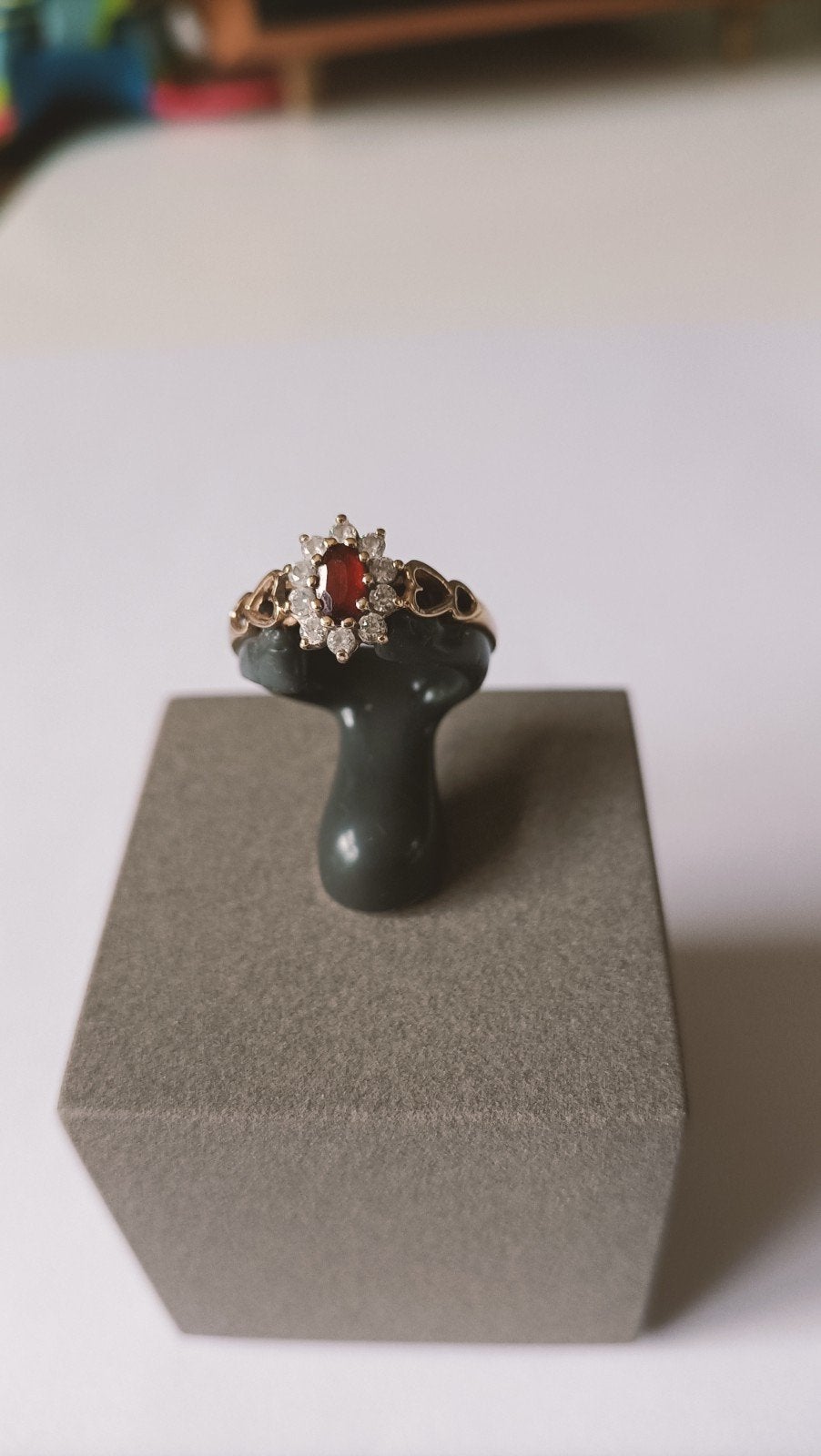 Gouden ring Robijn en Zirconia, 9 krt, Verzenden, Goud, Ring, Met edelsteen