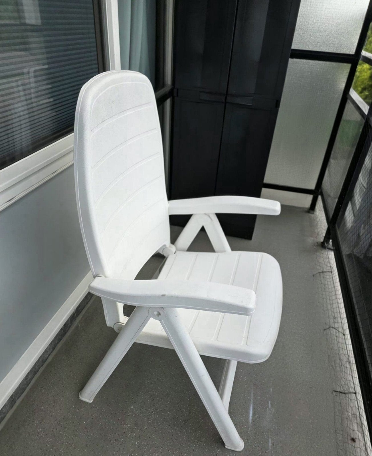 5 Witte kunststof tuinstoelen, inklapbaar en verstelbaar, Ophalen, Gebruikt, Kunststof, Verstelbaar