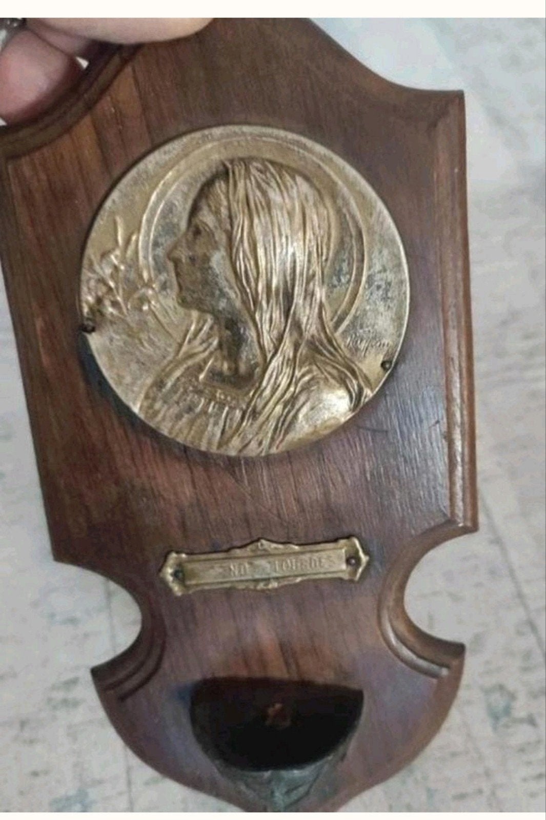 Lourdes wijwater bakje Onze Lieve Vrouwe Maria 20 cm, Antiek en Kunst, Ophalen of Verzenden