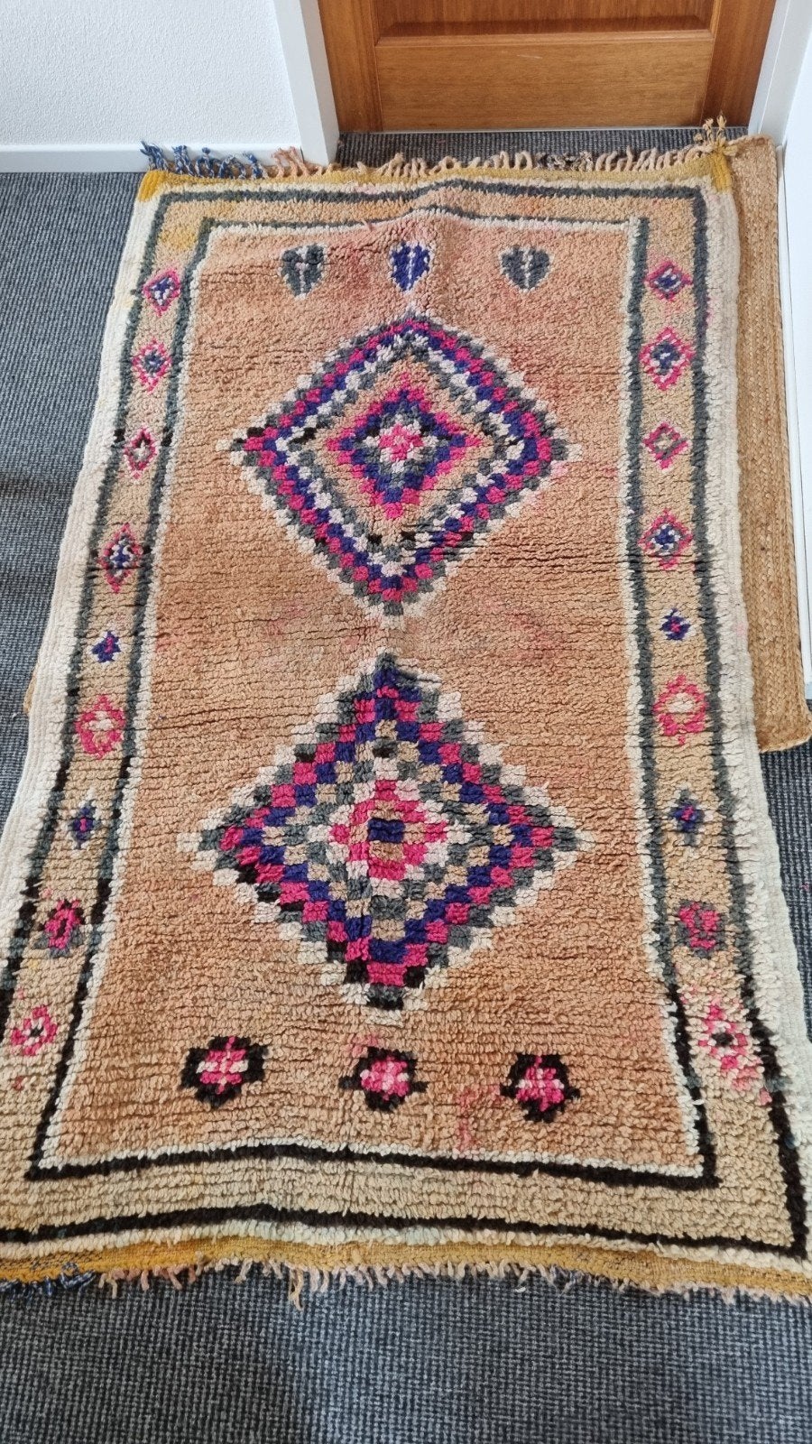 Vintage Marokkaans Berber vloerkleed, handgemaakt, Gebruikt, Verzenden, Zwart, 50 tot 100 cm