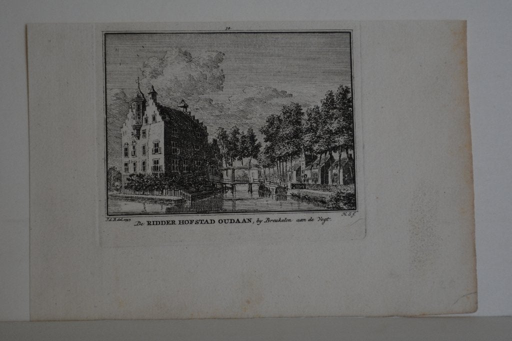 RIDDER HOFSTAD OUDAAN BREUKELEN KOPERGRAVRE SPILMAN 1792 G86, Antiek en Kunst, Verzenden, Stadsgezicht, Gravure, 7 cm