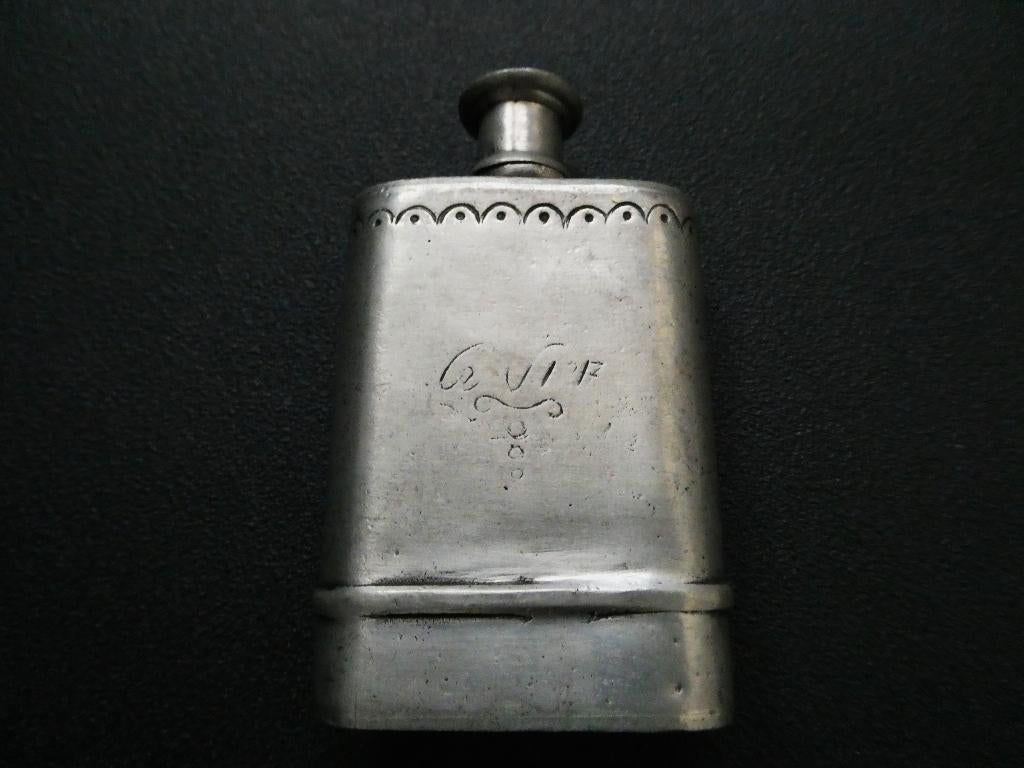 Tinnen heupfles / zakflacon 95 % tin flacon fles, Ophalen of Verzenden