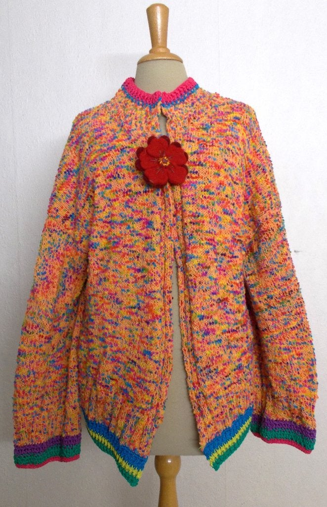 Vrolijk handmade granny/hippie kleurtjes vest! XL, Verzenden, Zo goed als nieuw, Maat 46/48 (XL) of groter, Overige kleuren