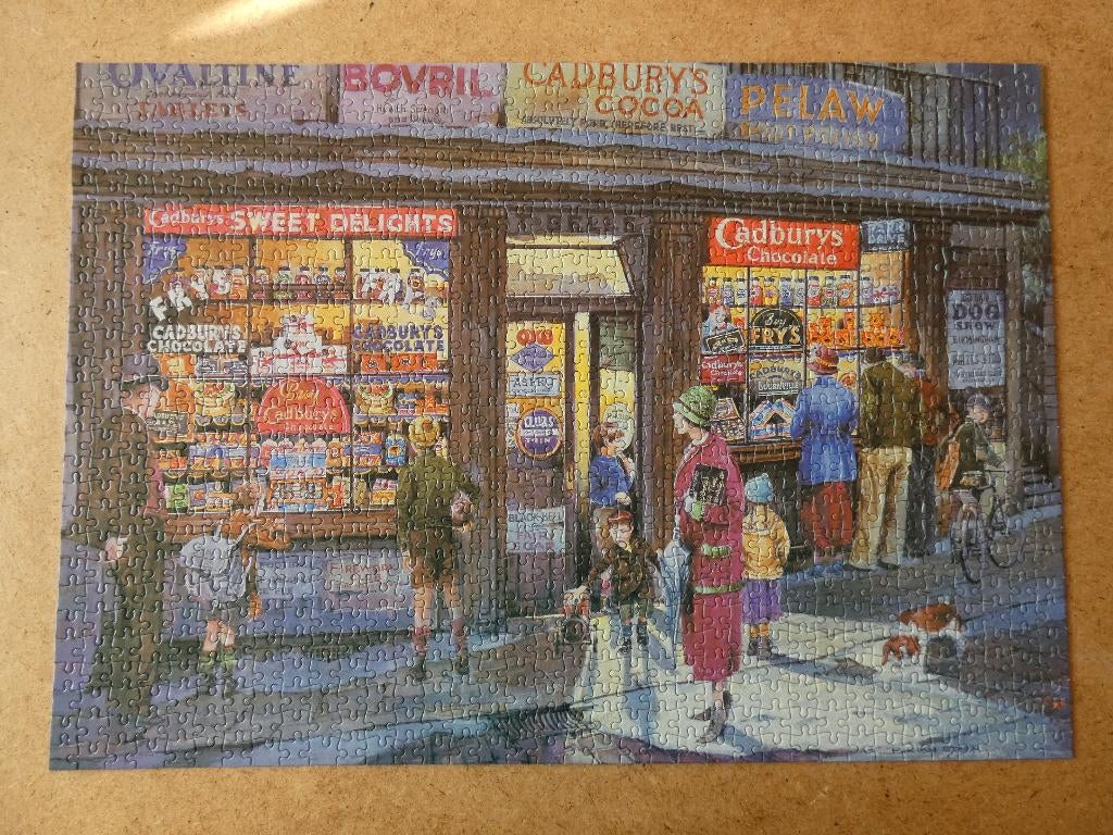 Nostalgische legpuzzel van Cadbury in blik 1000 stukjes, Ophalen of Verzenden, 500 t/m 1500 stukjes, Zo goed als nieuw, Legpuzzel