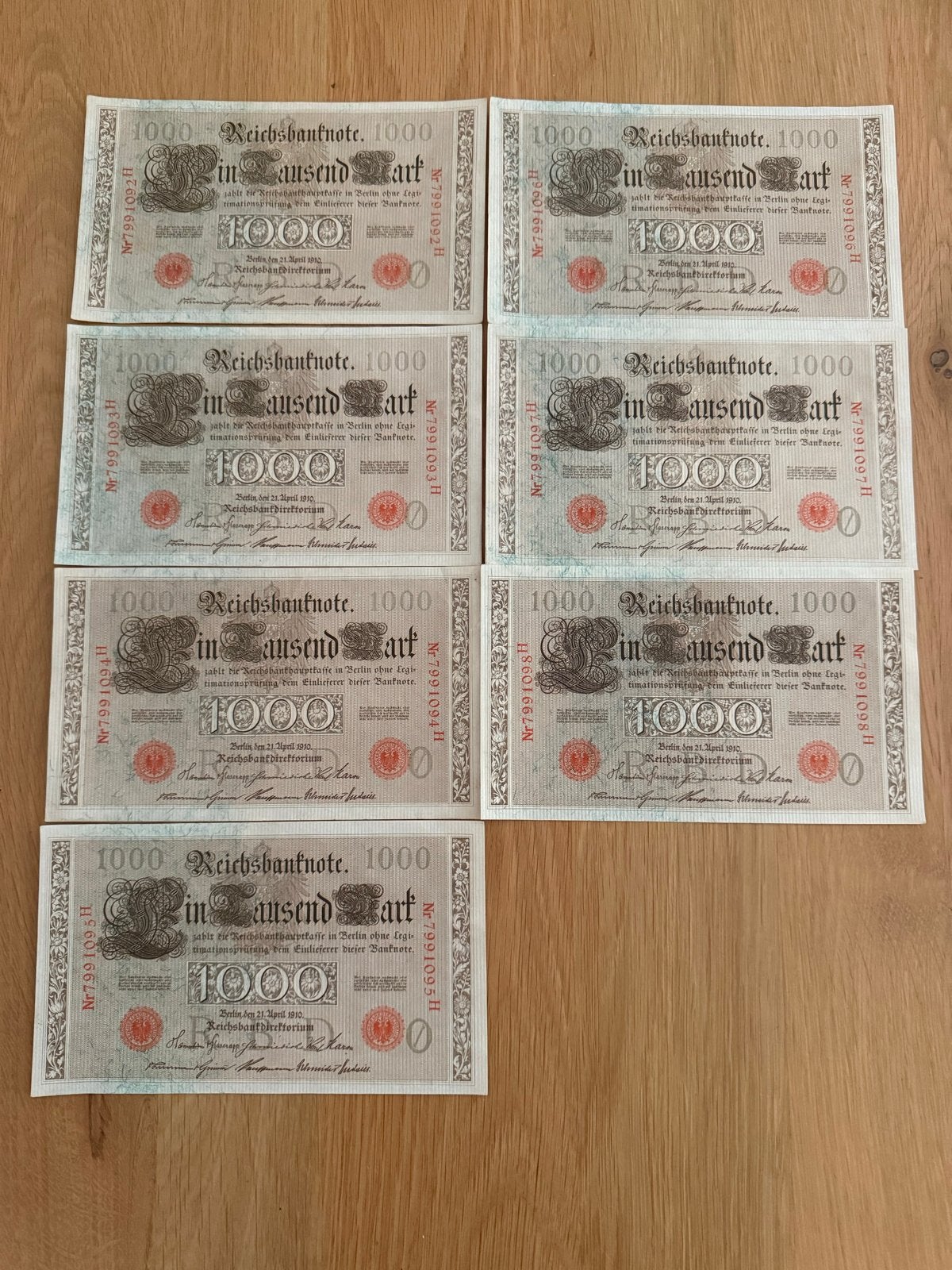 Mooie Set: 7x Duitse 1000 Mark 1910 Bankbiljetten, Ophalen of Verzenden, Overige landen, Setje