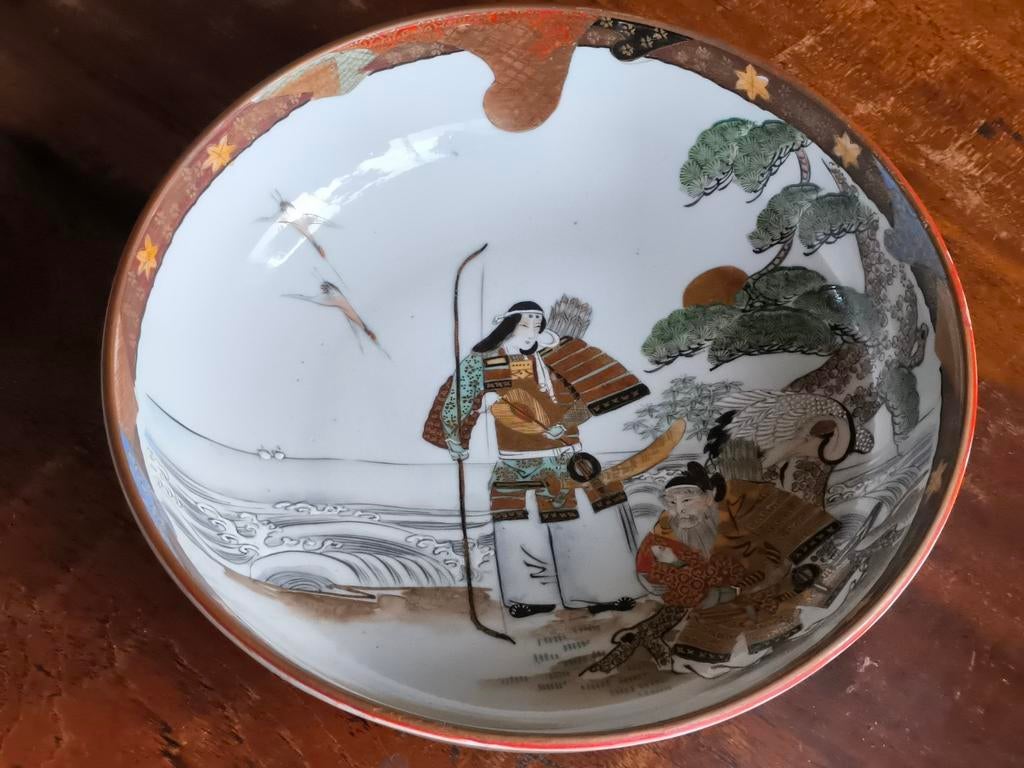 Antiek porselein kutani schaal Meiji periode, Ophalen of Verzenden