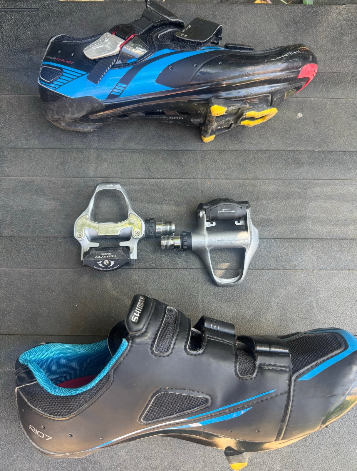 Shimano SPD-SL fietsschoenen (mt 43) + Ultegra race pedalen, Verzenden, Gebruikt, Schoenen