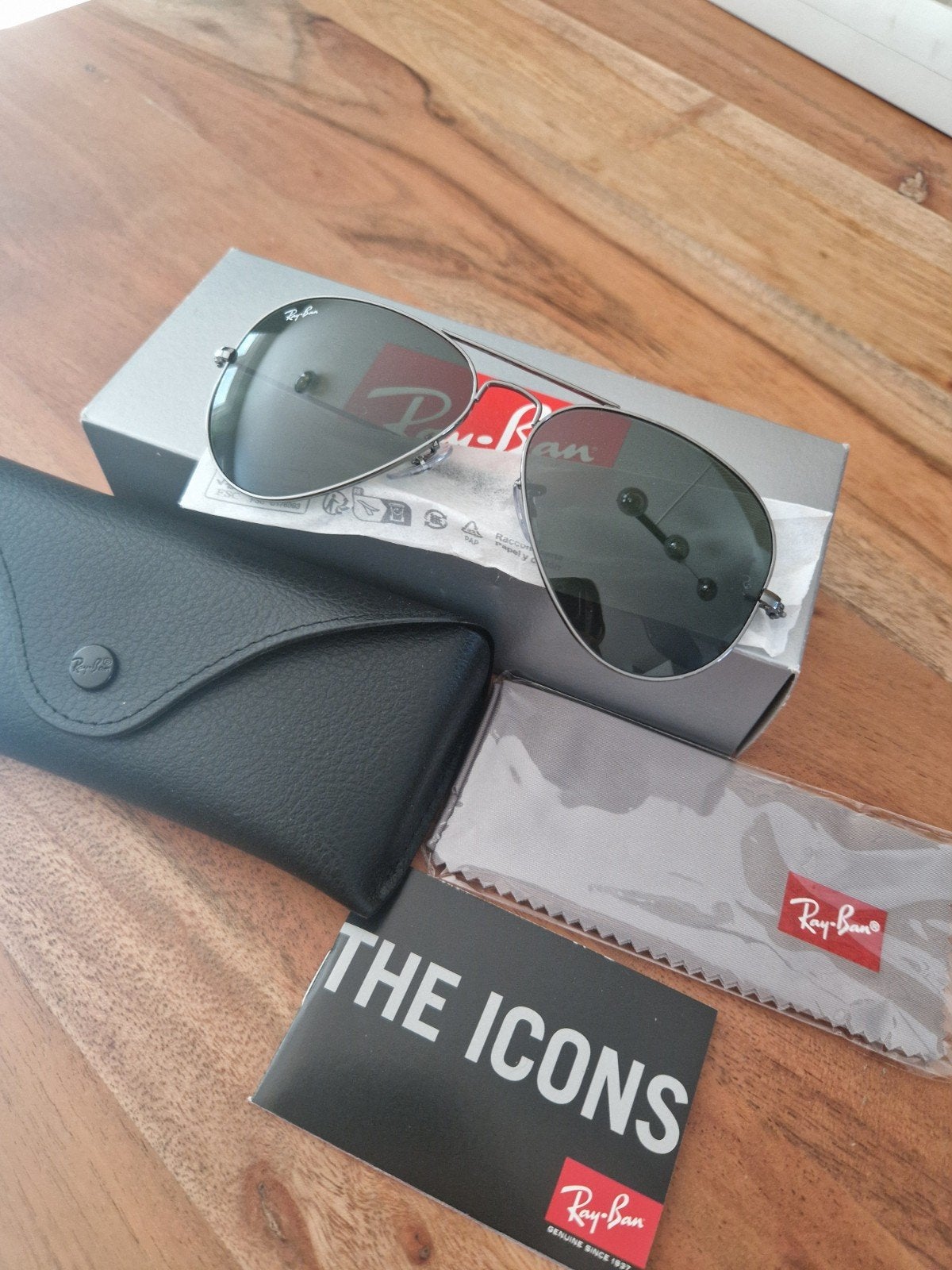 Nieuwe Ray-Ban Aviator Zonnebril - RB3025 - Zwart/Groen, Zonnebril, Zwart, Nieuw, Ophalen of Verzenden