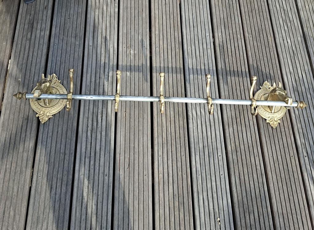 Antieke Messing Paarden Kapstok, Wandkapstok, Gebruikt, Ophalen of Verzenden, Minder dan 100 cm