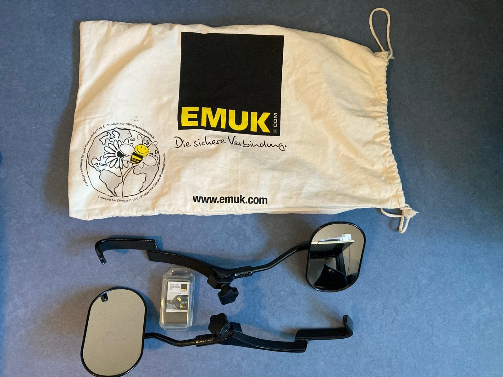 Emuk Caravanspiegels + diefstalbeveiliging, Ophalen, Zo goed als nieuw