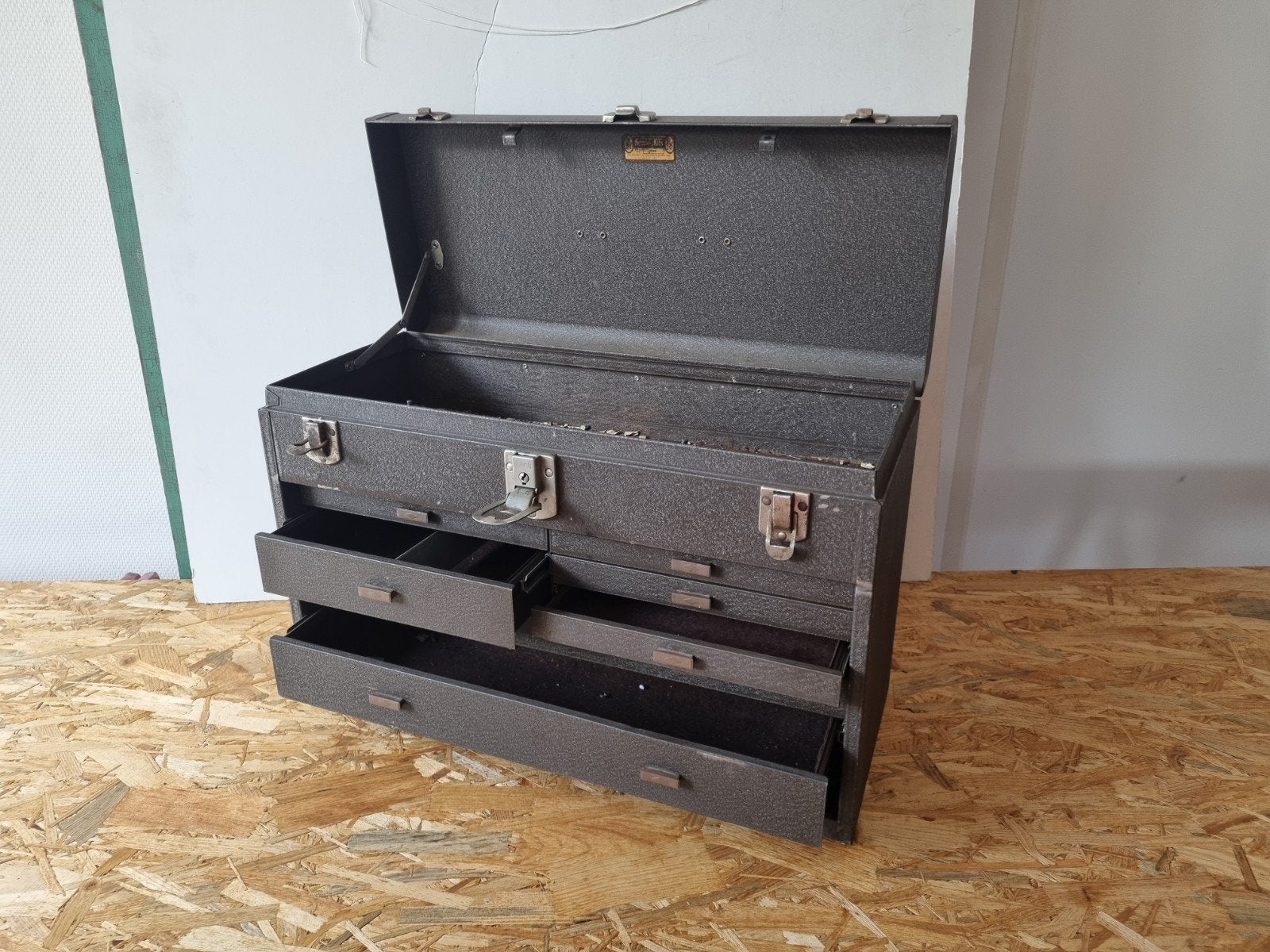 Kennedy 520 vintage metalen gereedschapskist met laden, Ophalen of Verzenden, Gebruikt