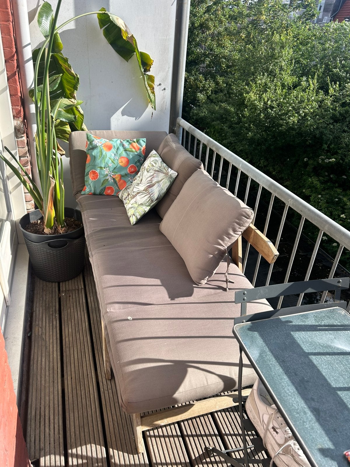 Comfortabele loungebank voor balkon of tuin, 150 tot 200 cm, 75 tot 100 cm, Ophalen of Verzenden, Zo goed als nieuw