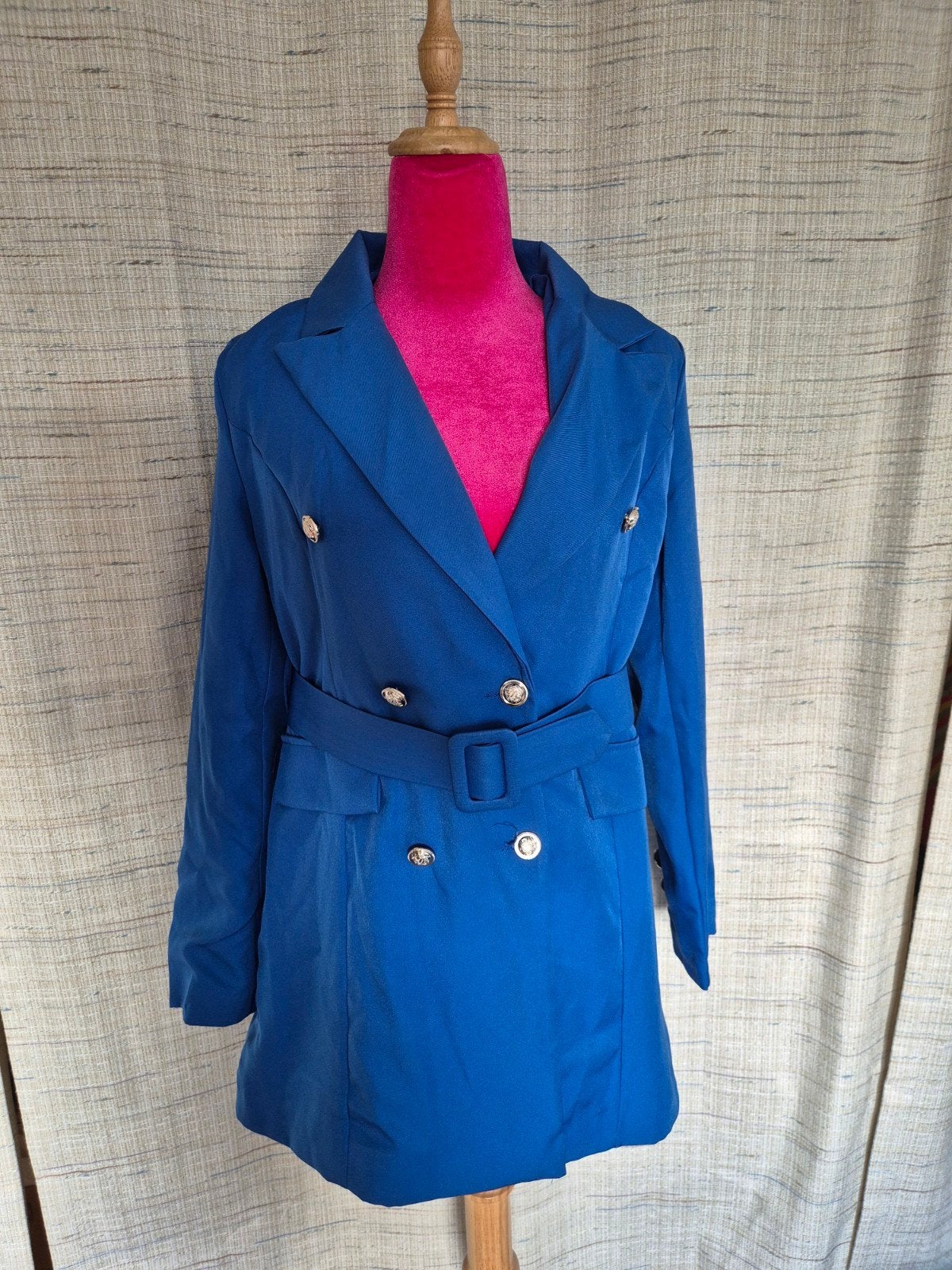 Blauwe jas met zilveren knopen - Maat S, Ophalen of Verzenden, Nieuw, Maat 36 (S), Blauw
