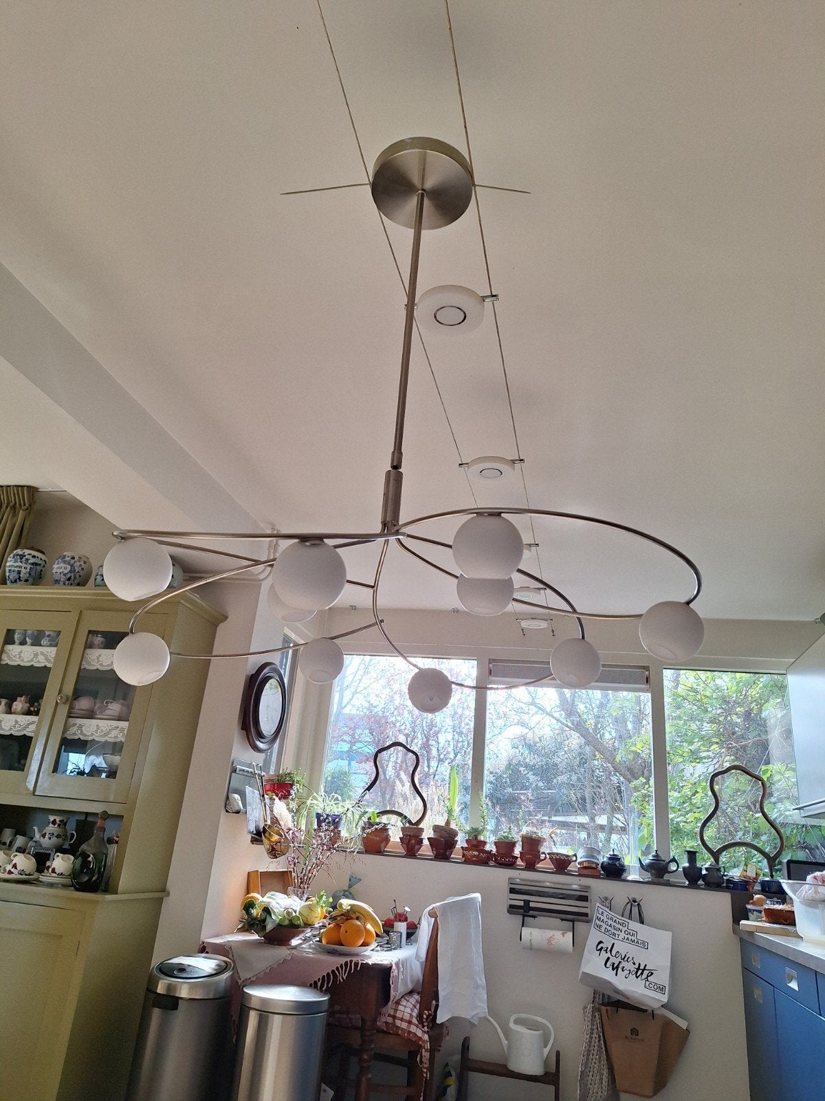 Moderne design hanglamp met 10 glazen bollen, Huis en Inrichting, Ophalen, Modern design, Zo goed als nieuw, Glas