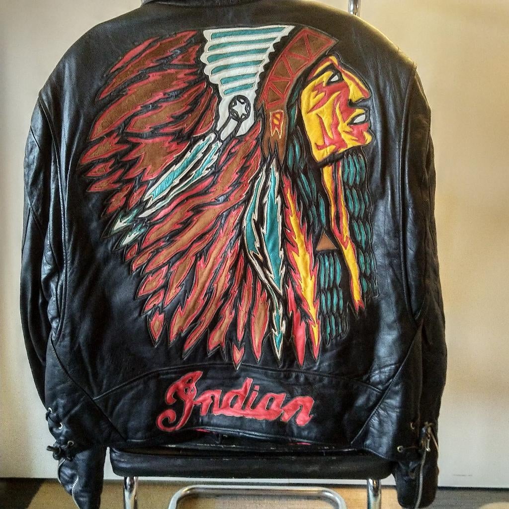 Montana streetwear vintage Indian leren jack (va € 185,00), Motoren, Kleding | Motorkleding, Ophalen of Verzenden, Tweedehands