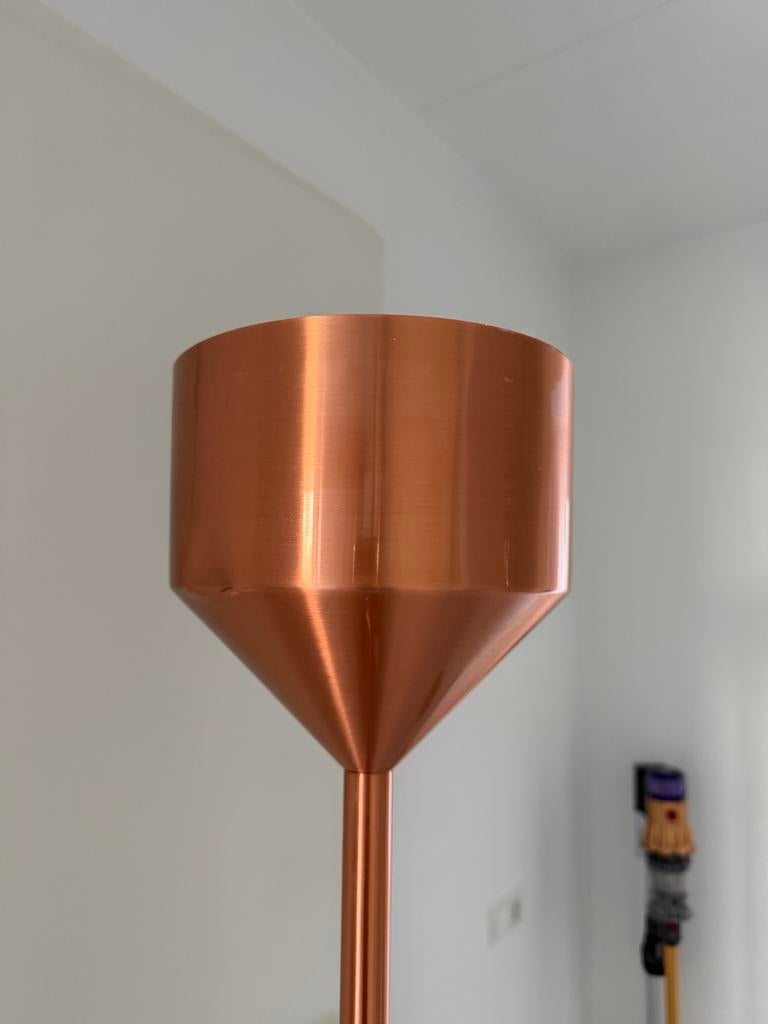 Zuiver koperen vloerlamp - zo goed als nieuw, Ophalen, Zo goed als nieuw, Metaal, 150 tot 200 cm