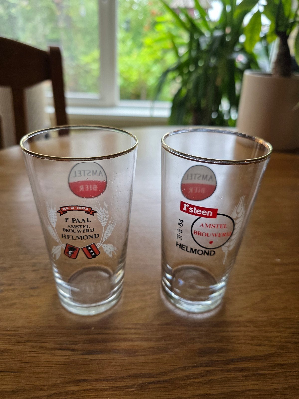 Set van 2 Vintage Amstel Bierglazen - Helmond Brouwerij, Ophalen of Verzenden, Nieuw, Glas of Glazen, Amstel