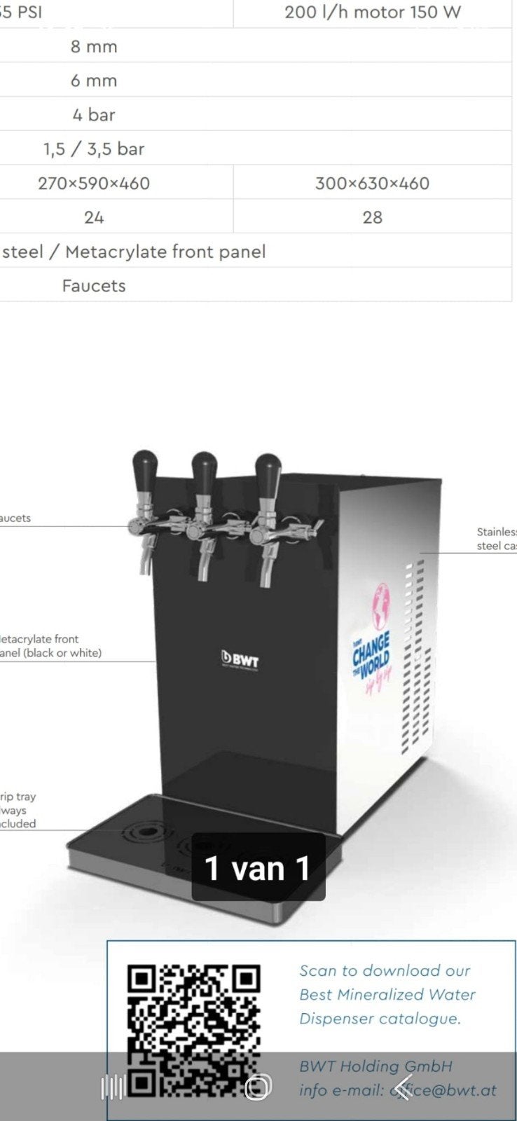 BWT AQA Drink TAP waterdispenser met 3 tappunten, Ophalen