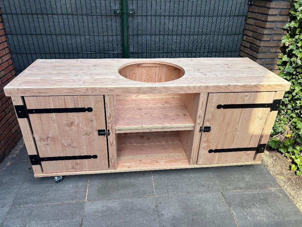 Unieke buitenkeuken, BBQ-meubel van douglas of steigerhout, Ophalen, Nieuw, Houtskool