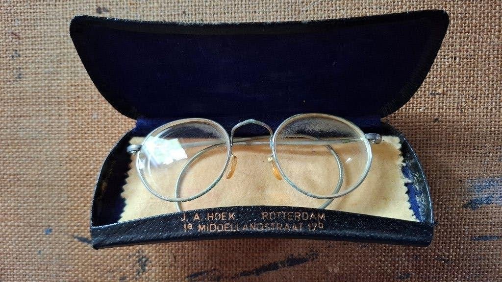 Vintage ronde bril met originele brillenkoker, Verzenden, Gebruikt