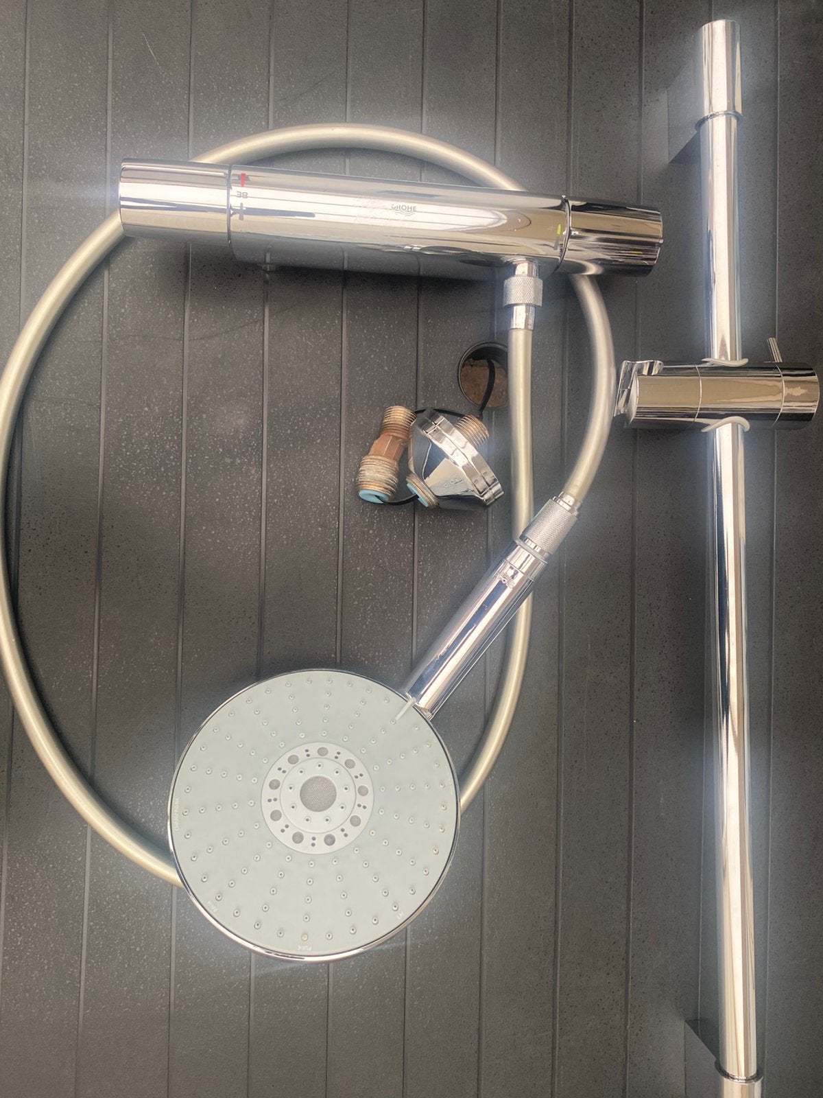 Badkamer kraan Grohe met douchekop en glijstang, Doe-het-zelf en Verbouw, Ophalen, Zo goed als nieuw, Chroom, Douche