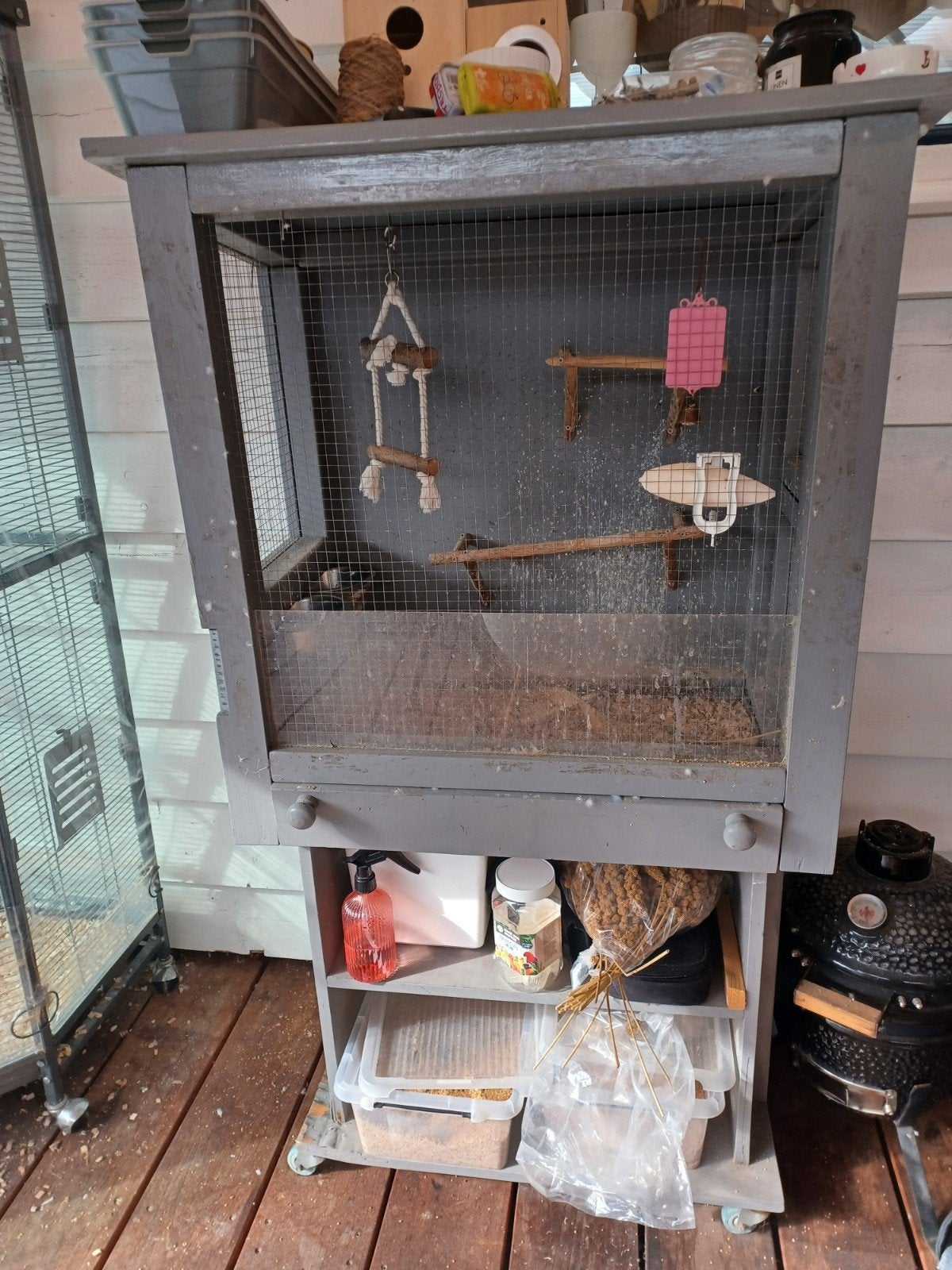 Vogelkooi voor buiten, Dieren en Toebehoren, Ophalen, Gebruikt, Hout, Vogelkooi