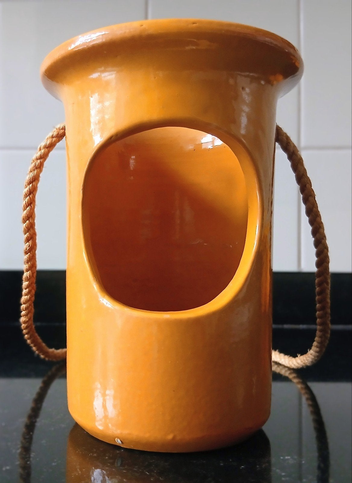 Keramieken hangpot bloempot vintage, Ophalen of Verzenden