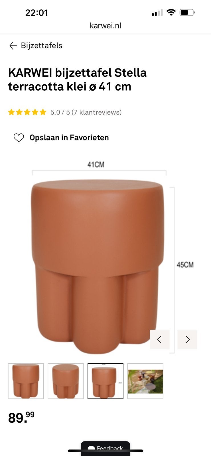 Bijzettafeltjes. Terracotta .Twee voor 90 euro., Ophalen, Zo goed als nieuw, Rond, Minder dan 55 cm