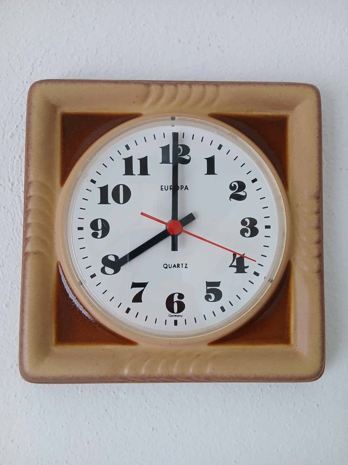 vintage wandklok, keukenklok - keramiek, Antiek en Kunst, Antiek | Klokken, Ophalen of Verzenden