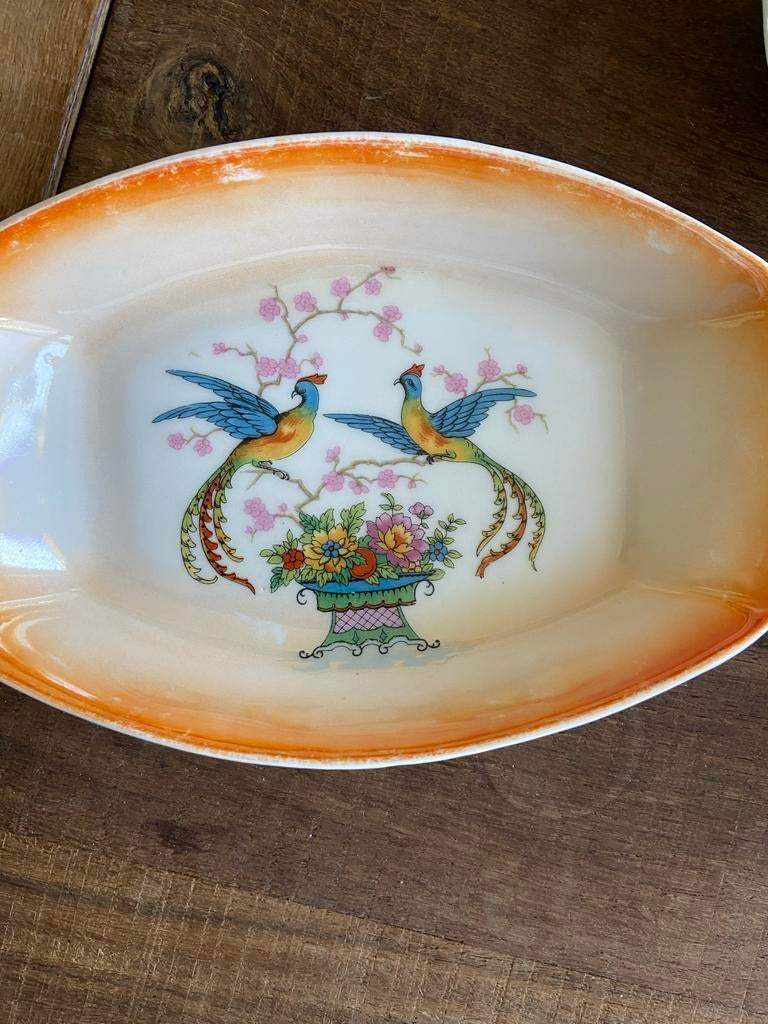 Vintage Ovale Schalen en Boterpot met Oriëntaals Decor, Ophalen