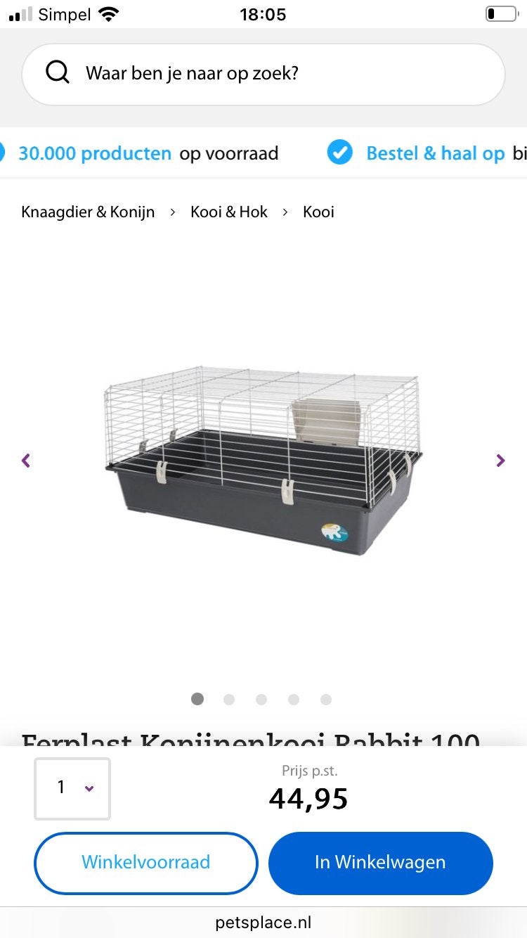 Konijnenkooi fernplast, Dieren en Toebehoren, Kooi, Zo goed als nieuw, 75 tot 110 cm, Cavia