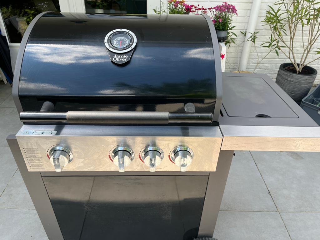 Jamie Oliver Gasbarbecue 4 branders + zijbrander, Ophalen, Gebruikt