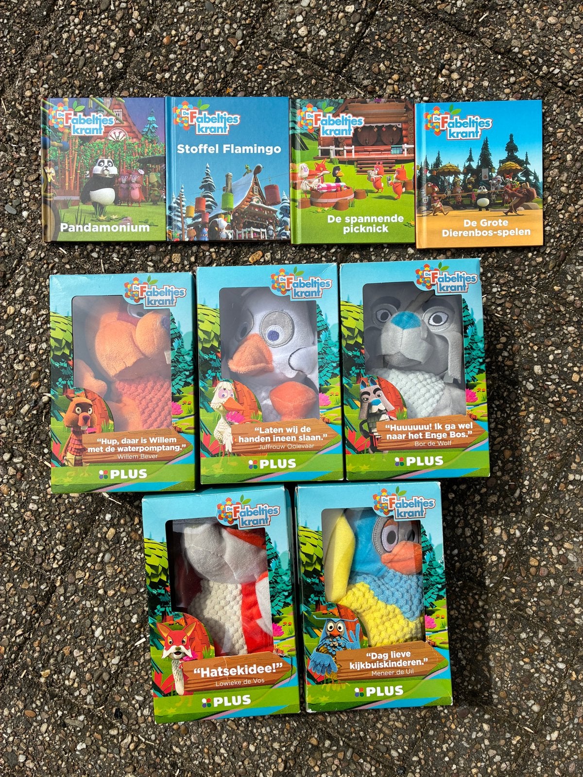 Fabeltjeskrant boeken en knuffels - Complete set, Ophalen, Met doos, Overige merken, Overige karakters