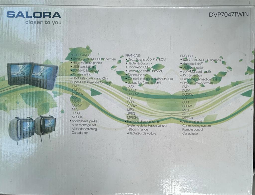 Salora DVP7047TWIN Draagbare DVD-speler met dubbel scherm, Draagbaar, Ophalen of Verzenden, Zo goed als nieuw, Overige merken