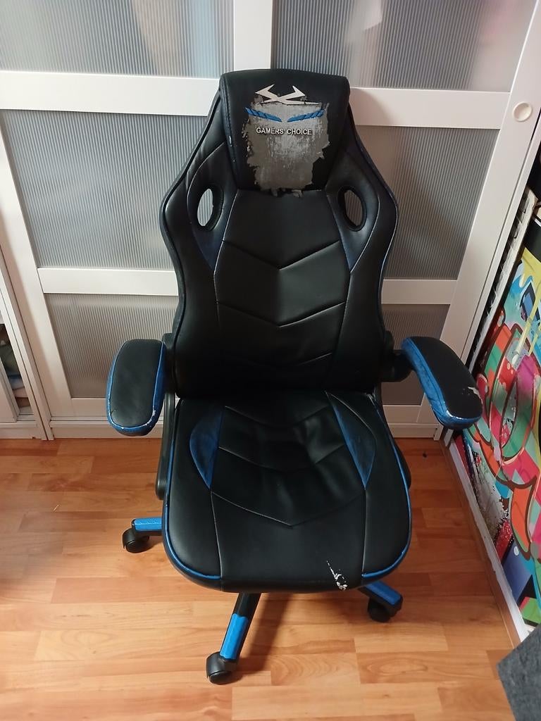 Gaming Bureaustoel - Zwart/Blauw, Huis en Inrichting, Bureaustoelen, Ophalen, Gebruikt, Zwart, Gaming bureaustoel