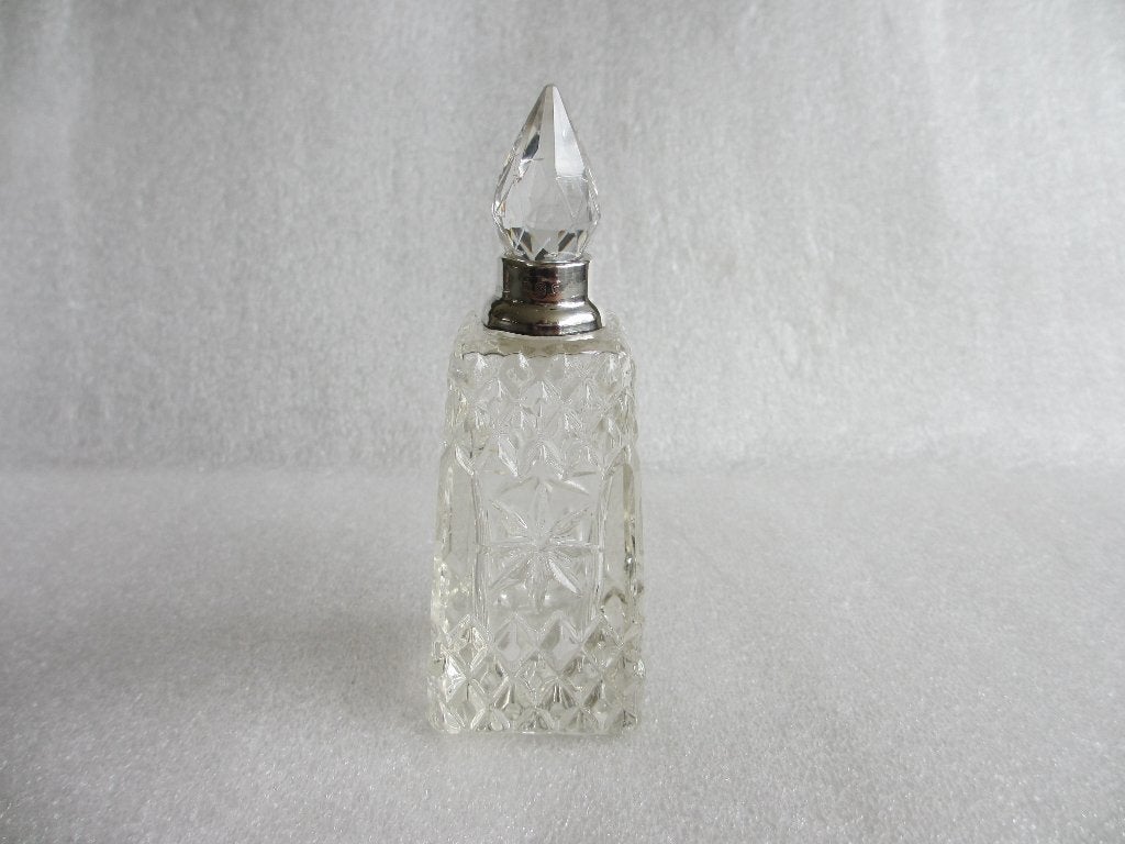 Antiek Kristallen Parfumflesje met Zilveren Rand, Antiek en Kunst, Ophalen of Verzenden