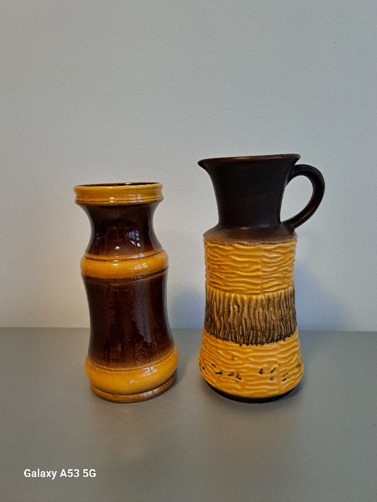 West-Germany set vazen oker/bruin, Ophalen of Verzenden