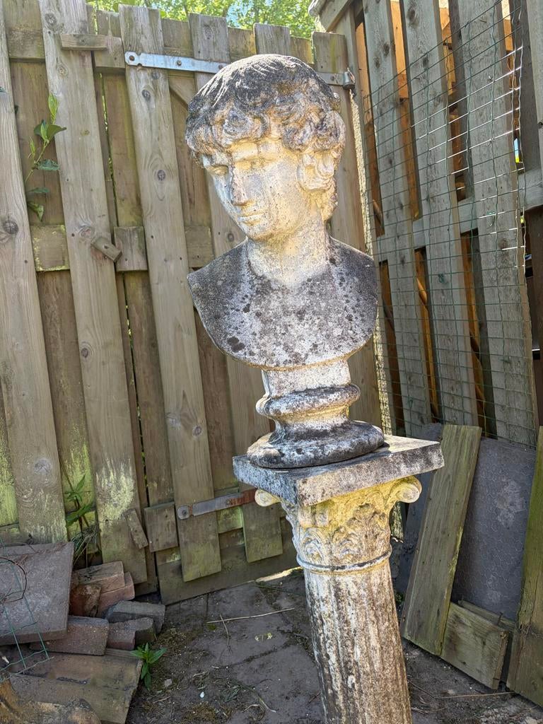 Antieke Buste op Sokkel - Klassieke Tuindecoratie, Ophalen, Buste, 50 - 100 cm, Man