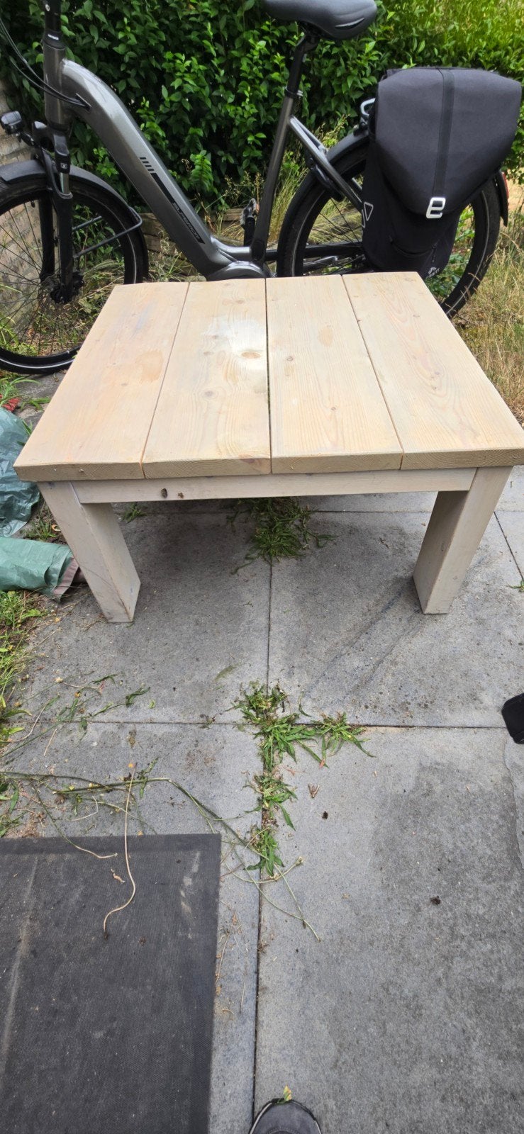 Houten salontafel van steigerhout, Ophalen, Gebruikt, 50 tot 100 cm, Landelijk, Robuust