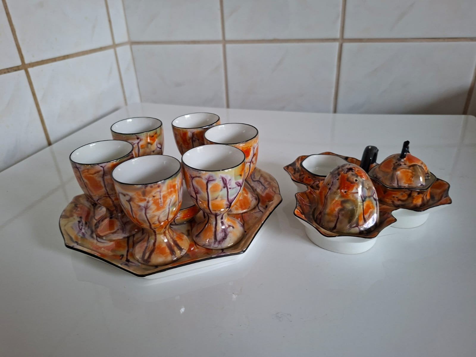 Vintage Seltmann Weiden Ontbijtset met Eierdopjes en schaal, Ophalen