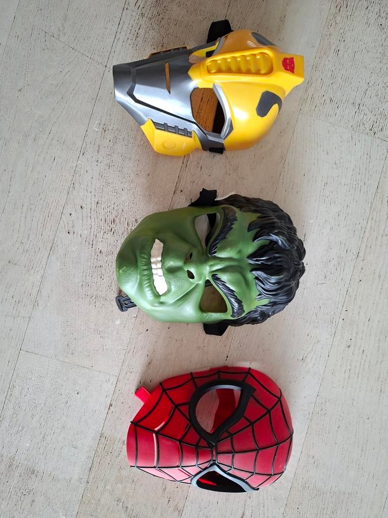 Marvel en Transformer maskers: Hulk, Spiderman, Bumblebee, Ophalen, Gebruikt, Jongen