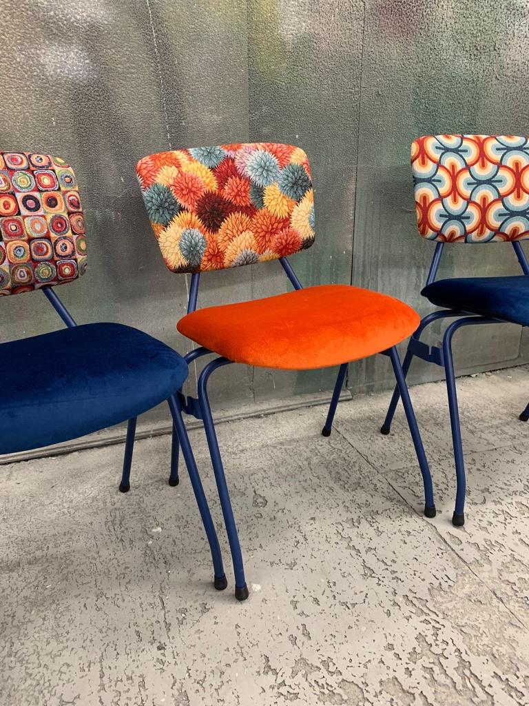 schoolstoelen vintage stoelen stof naar wens eetkamerstoelen, Huis en Inrichting, Gebruikt, Overige kleuren, Verzenden, Strak landelijk modern