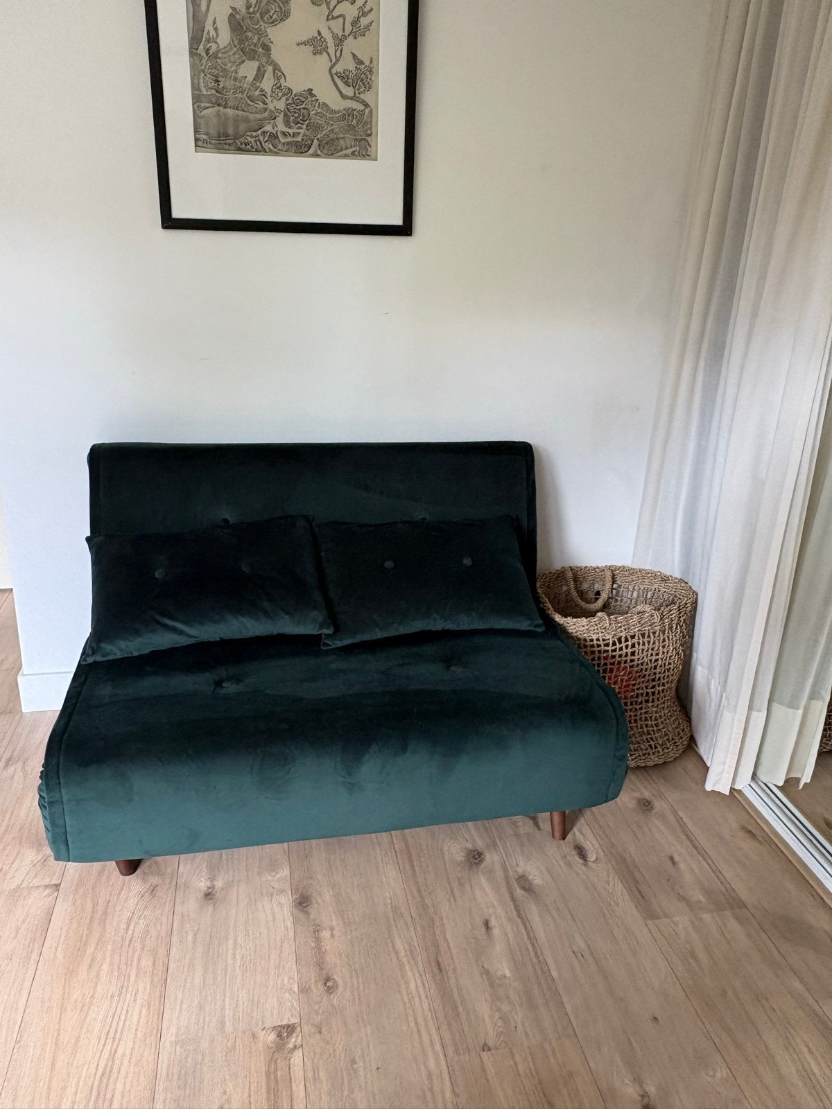 Groene Velvet Slaapbank - bankje van Made Haru, Ophalen of Verzenden, Nieuw, Twijfelaar, Groen