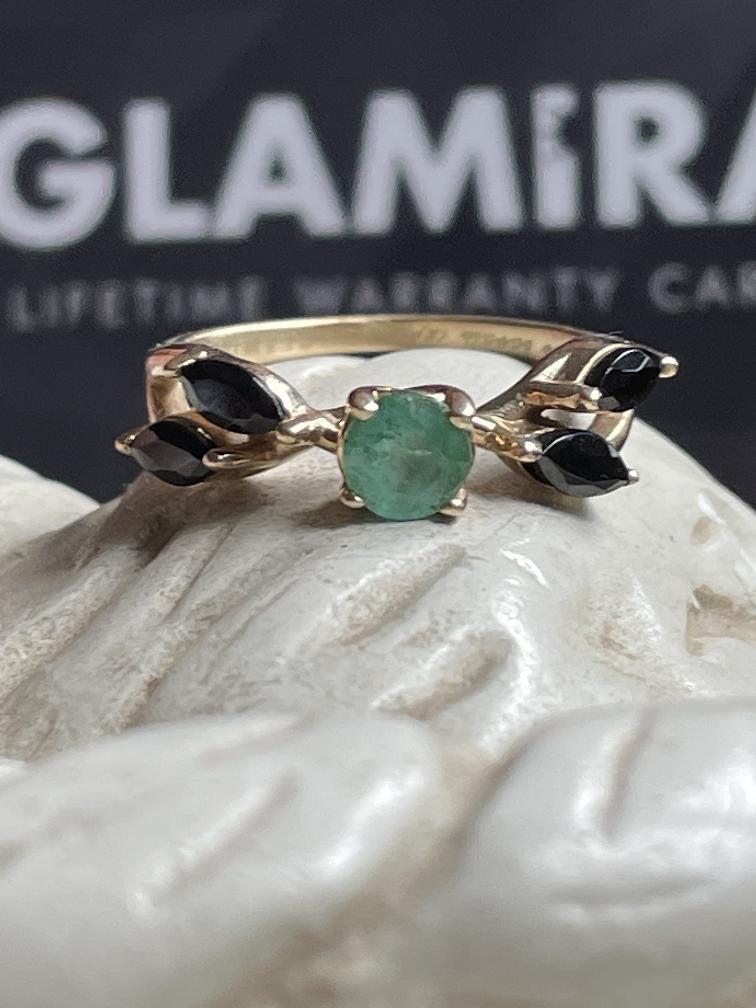 Kostbare 9 karaat geelgouden ring smaragd onyx merk glamira, Ophalen of Verzenden, Zo goed als nieuw, 17 tot 18, Nvt