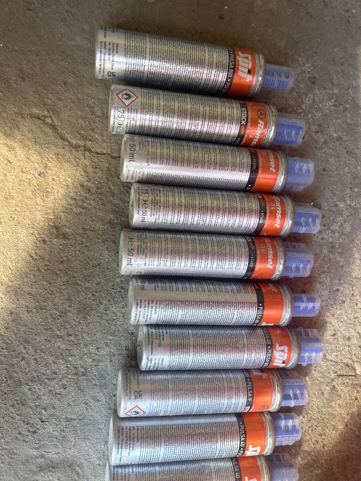 10 gasbusjes voor Spit gashamer - Ramset Pulsa 800/40, Ophalen of Verzenden, Nieuw, Overige typen, Overige merken